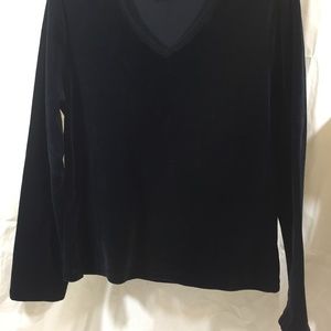 Black Velour Long Sleeve Top Womens Large